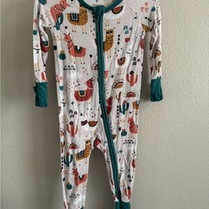 Little Sleepies Cozy Alpaca llama  convertible romper 6-12M
